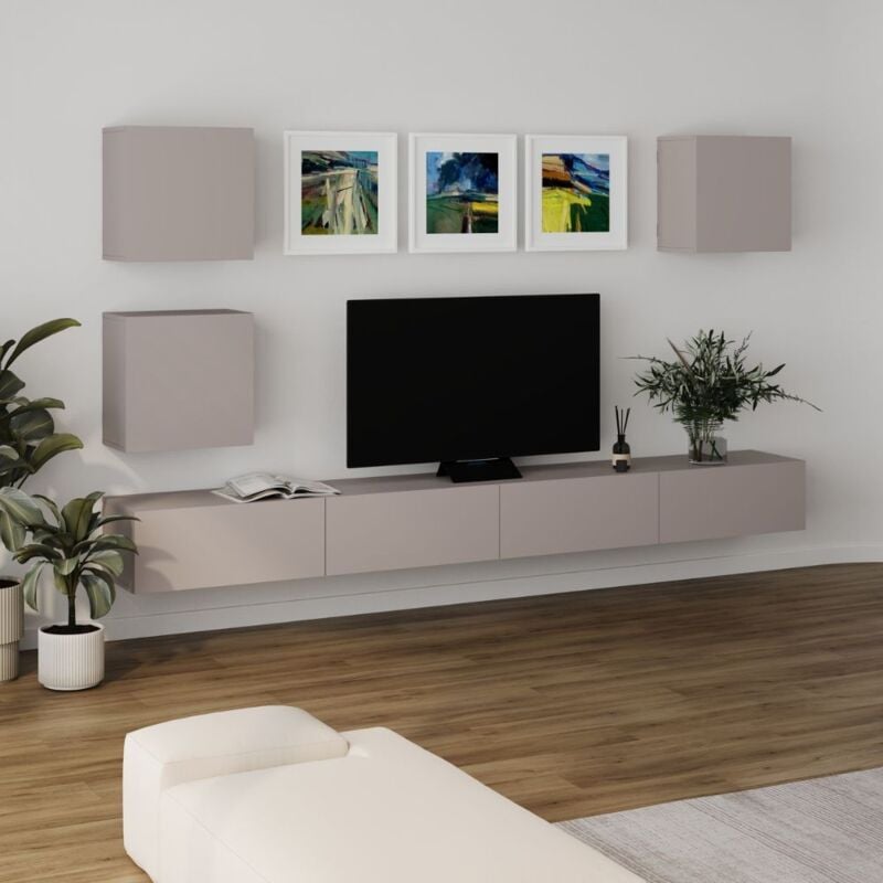 foto del prodotto toscohome parete attrezzata moderna colore tortora 300x170h cm marte