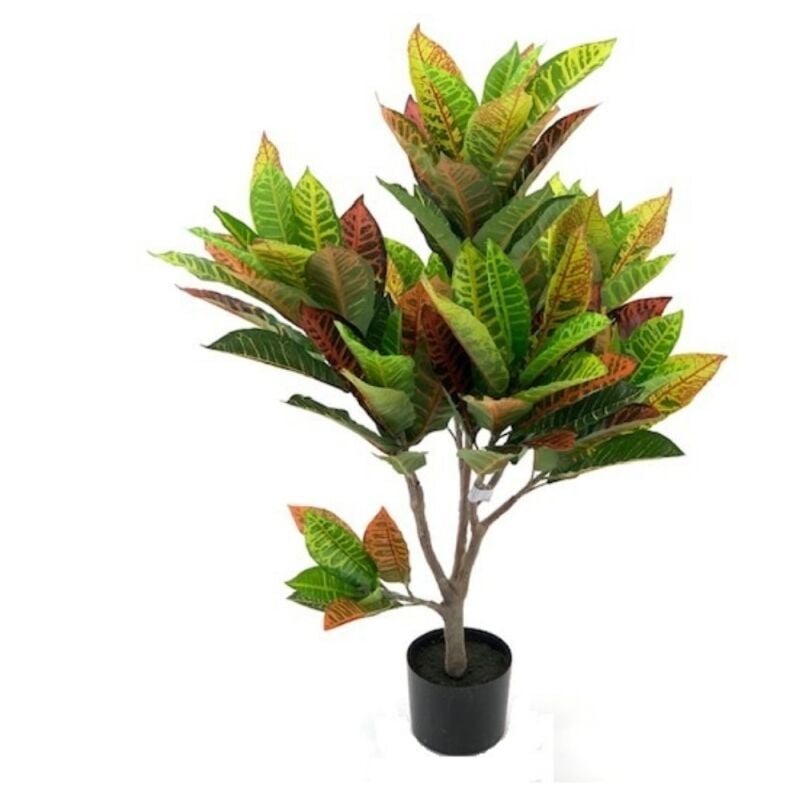 foto del prodotto toscohome pianta artificiale con 97 foglie colorate 110h cm croton