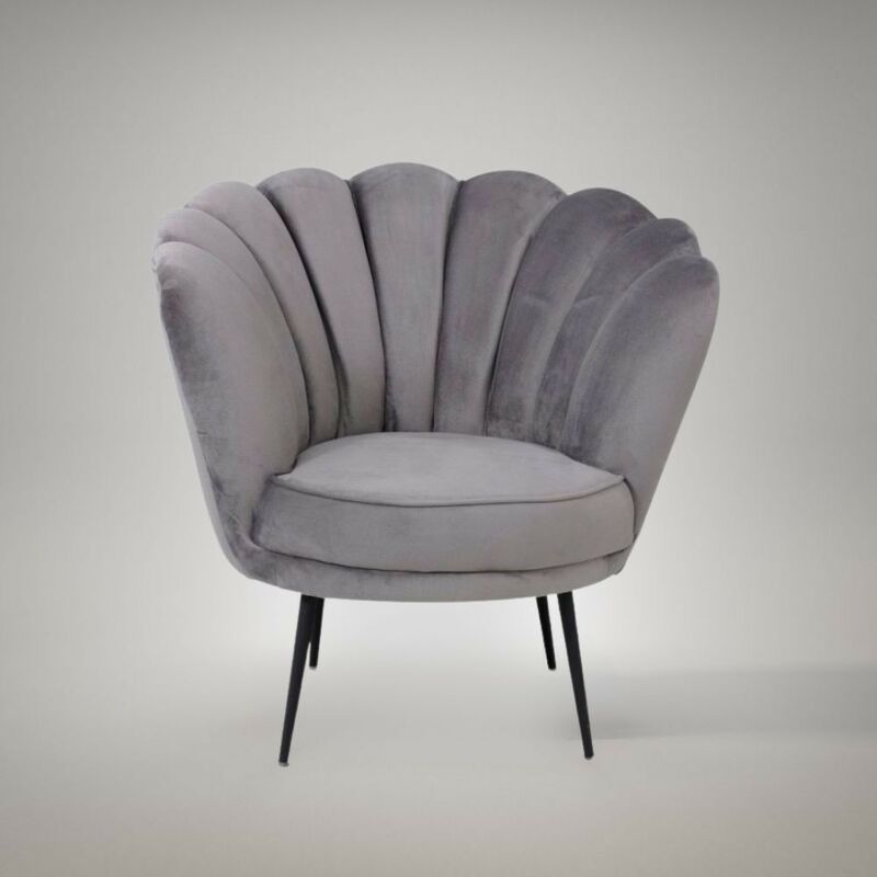 foto del prodotto toscohome poltrona a conchiglia con rivestimento in velluto colore grigio orel