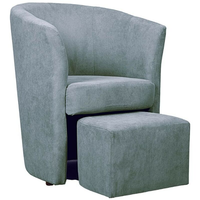 foto del prodotto toscohome poltrona con pouf in tessuto colore grigio chiaro djerba