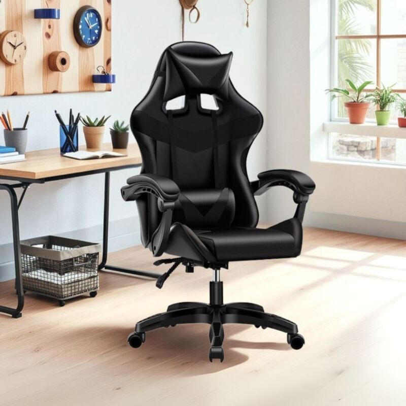 foto del prodotto toscohome poltrona da gaming imbottita regolabile con ruote colore nero kiter