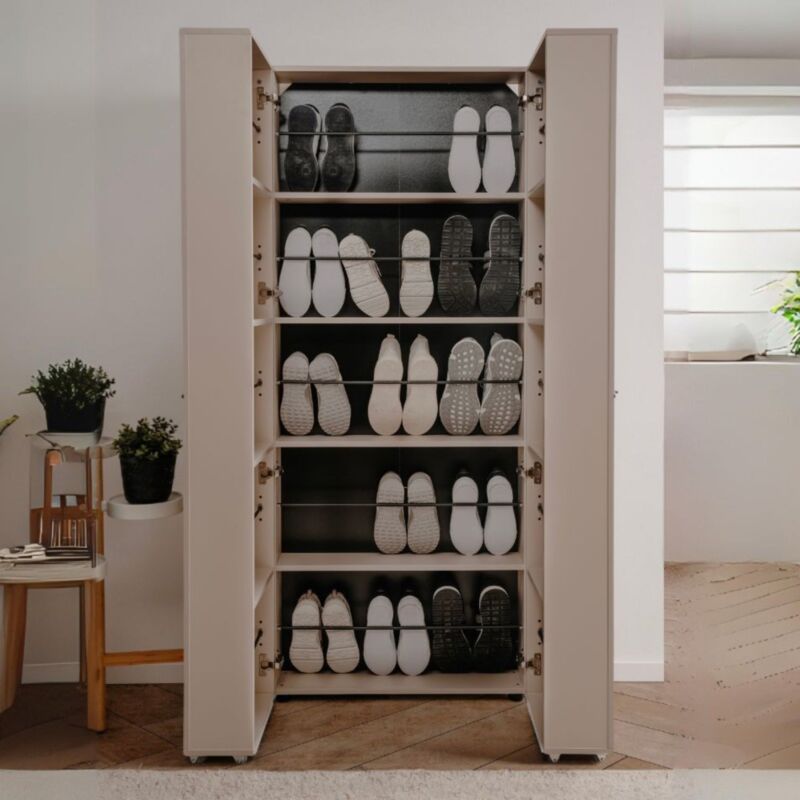 foto del prodotto toscohome scarpiera 2 ante con scomparti colore cashmere 74x181h cm magika