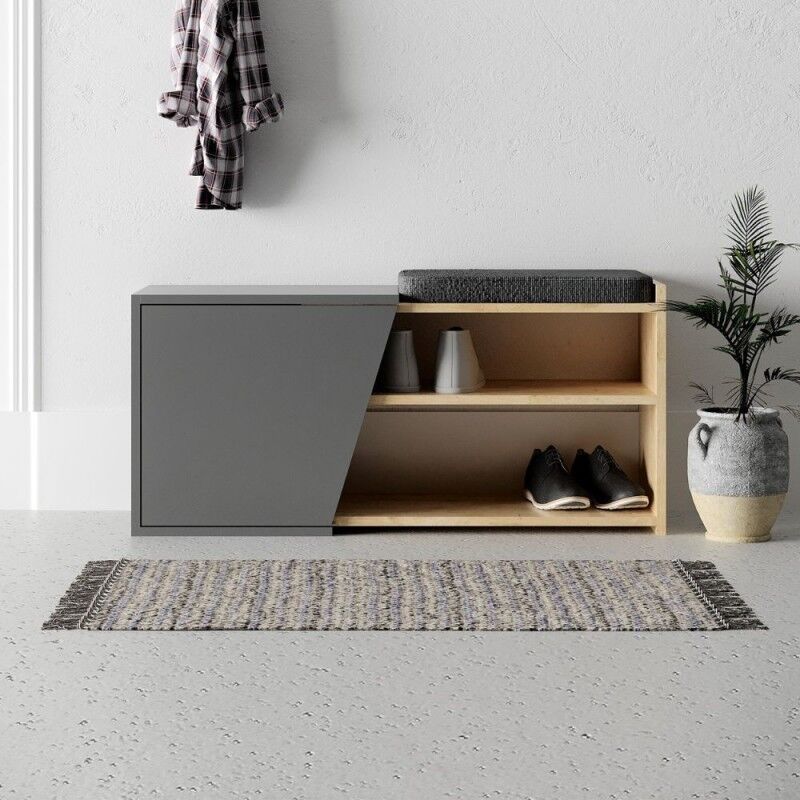 foto del prodotto toscohome scarpiera panca color rovere e antracite 104 cm fiona