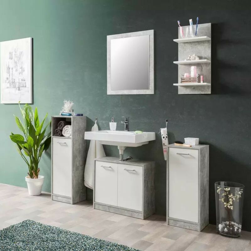 foto del prodotto toscohome set bagno completo colore beton e bianco madeira