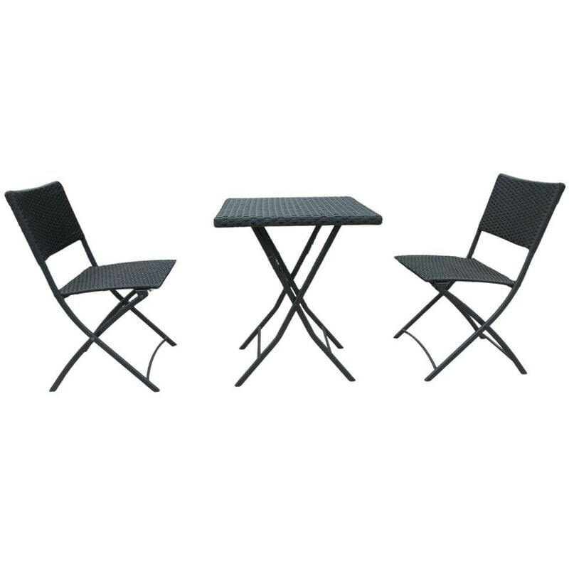 foto del prodotto toscohome set tavolo e sedie pieghevoli rattan colore nero wrb015
