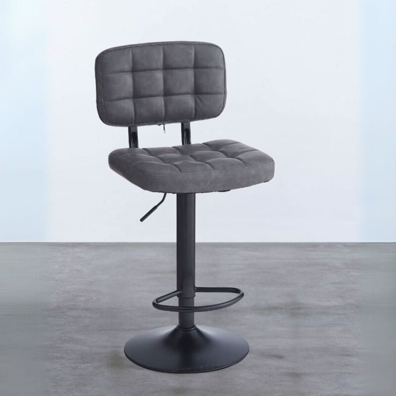 foto del prodotto toscohome sgabello in ecopelle colore grigio e base metallo nera italo