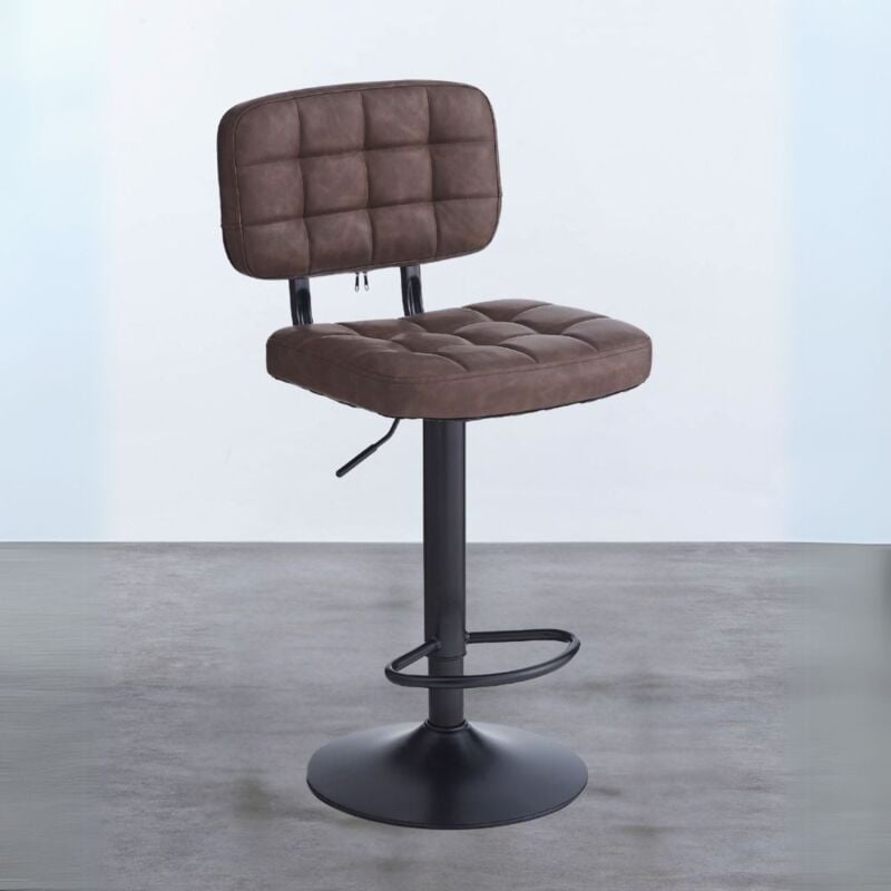 foto del prodotto toscohome sgabello in ecopelle colore marrone e base metallo nera italo