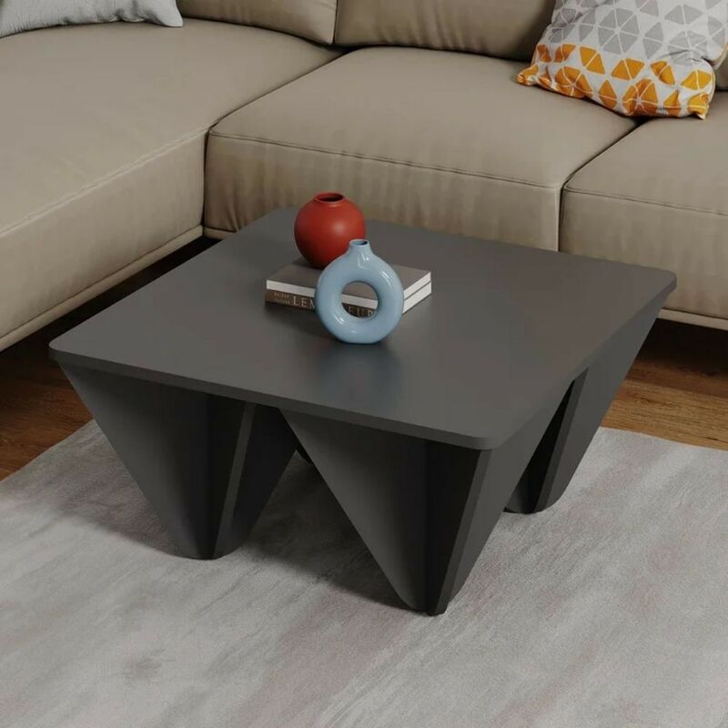 foto del prodotto toscohome tavolino da salotto quadrato 80x80 cm colore antracite diamond