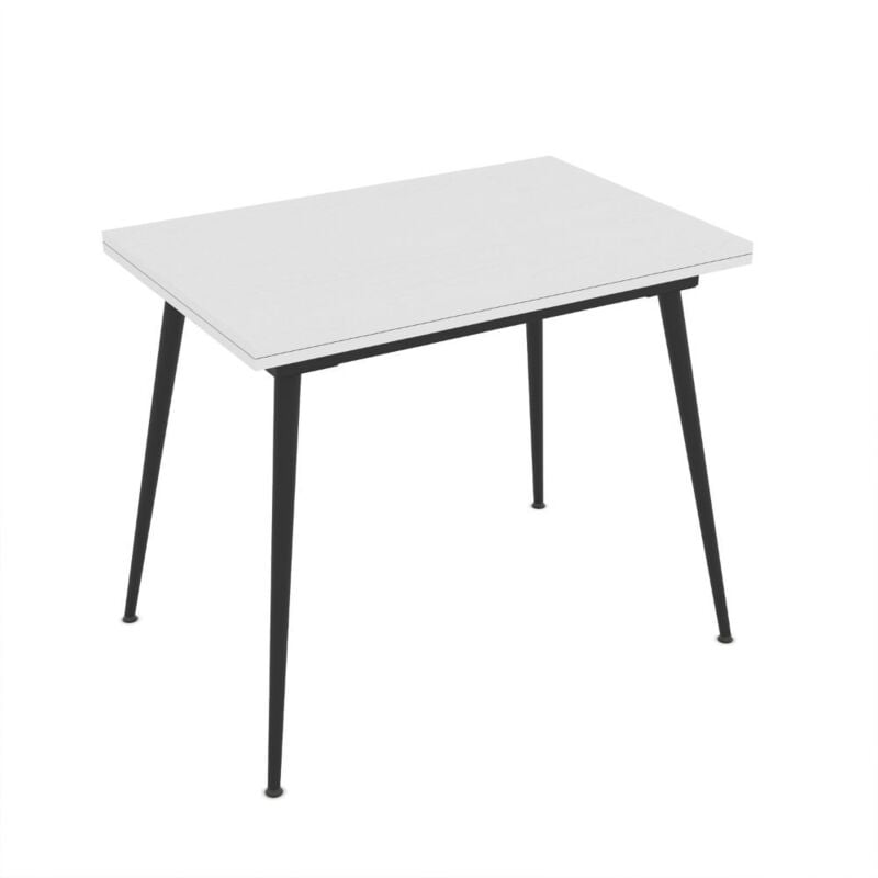 foto del prodotto toscohome tavolo allungabile e girevole colore bianco e gambe nere 90x60x75h cm silvo