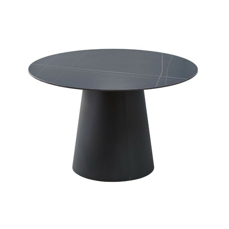 foto del prodotto toscohome tavolo rotondo in ceramica colore nero con venature oro lauren