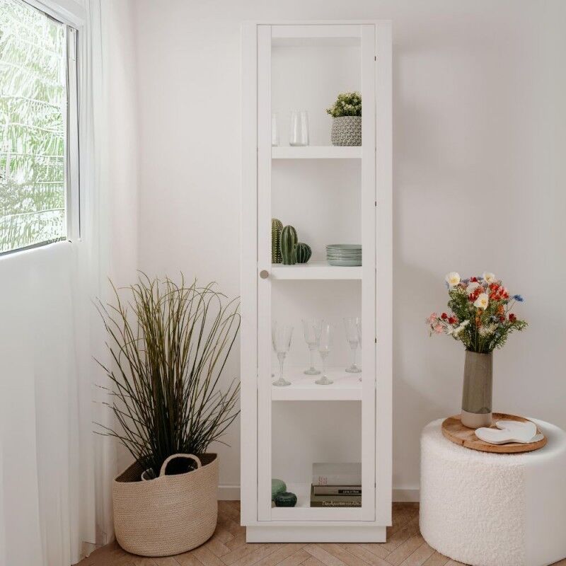 foto del prodotto toscohome vetrina con tre ripiani e anta colore bianco 56,3x40x195h cm arwet
