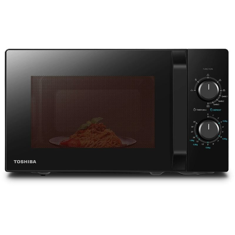 foto del prodotto toshiba mw2 mg20p bk 3 in 1 forno microonde grill combinato, 20 l, 5 livelli di potenza regolabili, timer, 800 w, grill 1000 w, nero