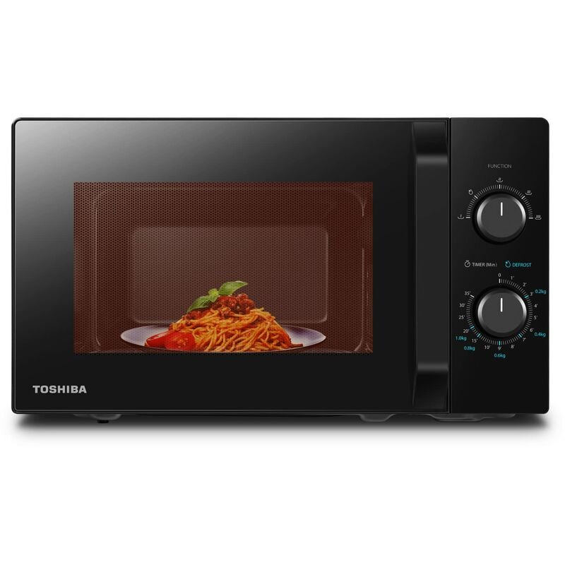 foto del prodotto toshiba mw2 mm20p bk forni a microonde standard, 20 litri, 800 w, 5 livelli di potenza con pratica funzione di scongelamento, illuminazione a