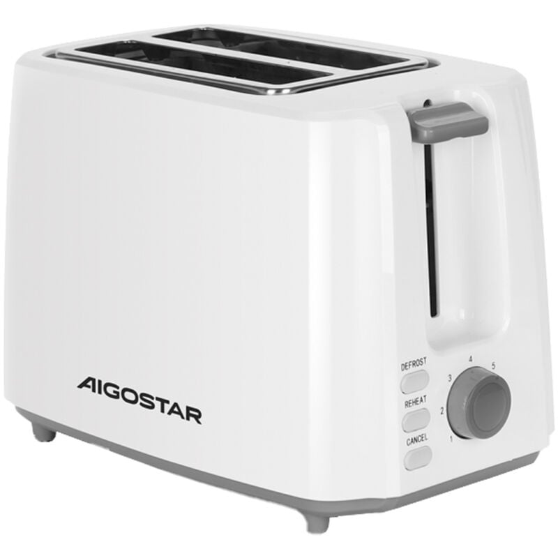 foto del prodotto tostapane 2 fette 750w bianco aigostar 7 impostazioni di tostatura