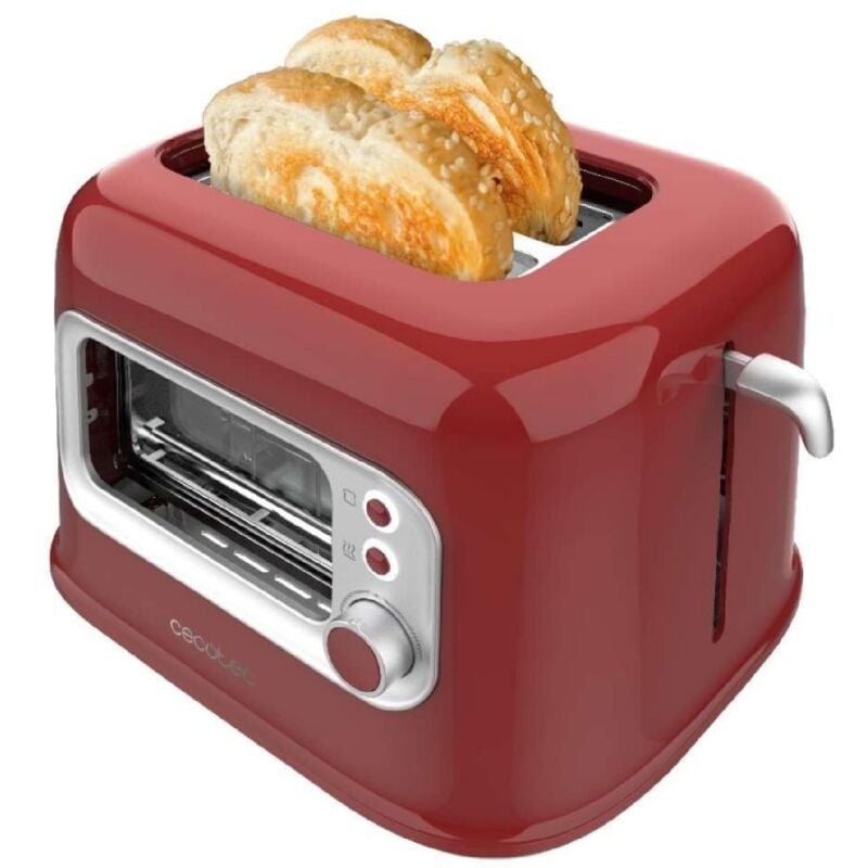 foto del prodotto tostapane con finestra in vetro, design retrò e copertura antipolvere. - cecotec
