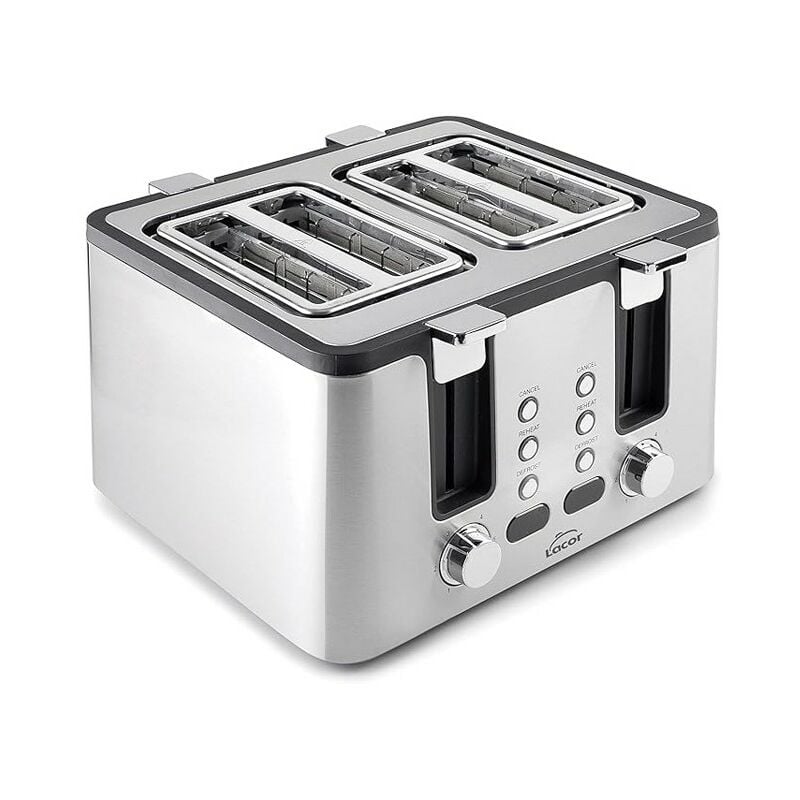 foto del prodotto tostapane in acciaio inox, 4 ampie fessure, dimensioni della fessura 3,8x14 cm