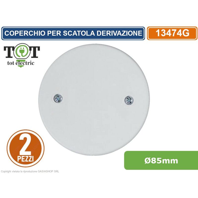 foto del prodotto tot electric coppia coperchio rotondo ad espansione con viti diametro 85mm per scatola derivazione con viti