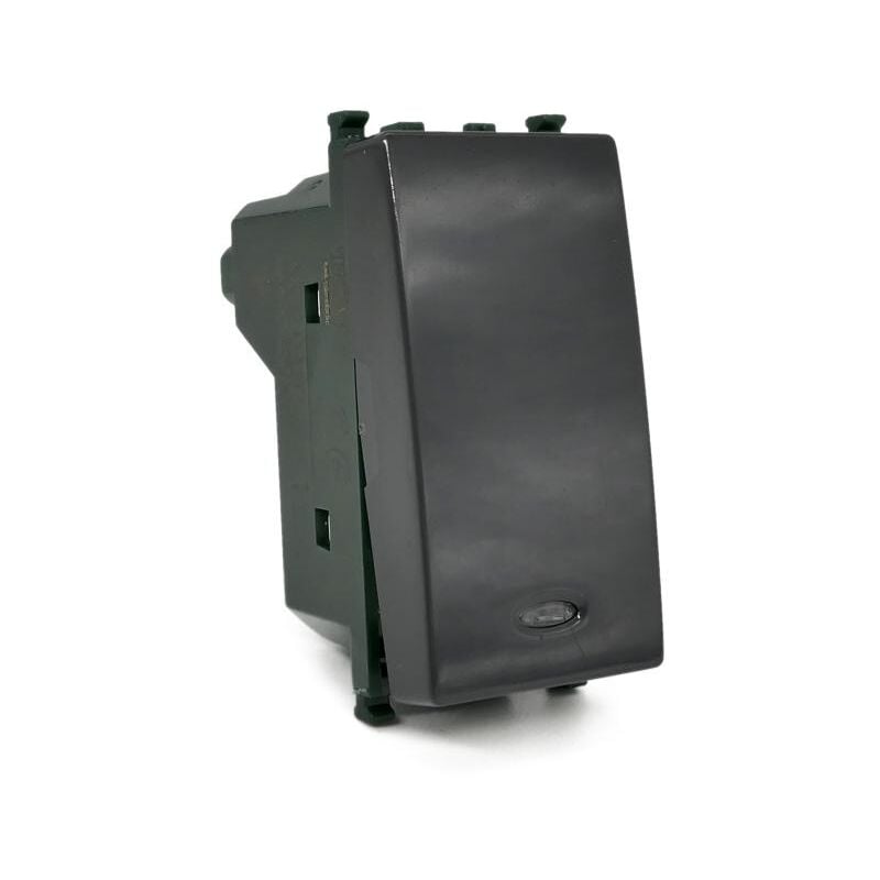 foto del prodotto tot electric - frutti compatibili vimar plana interruttori prese pulsanti nero antracite deviatore retroilluminabile