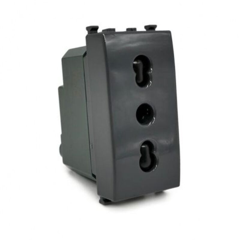foto del prodotto tot electric - frutti compatibili vimar plana interruttori prese pulsanti nero antracite presa bivalente