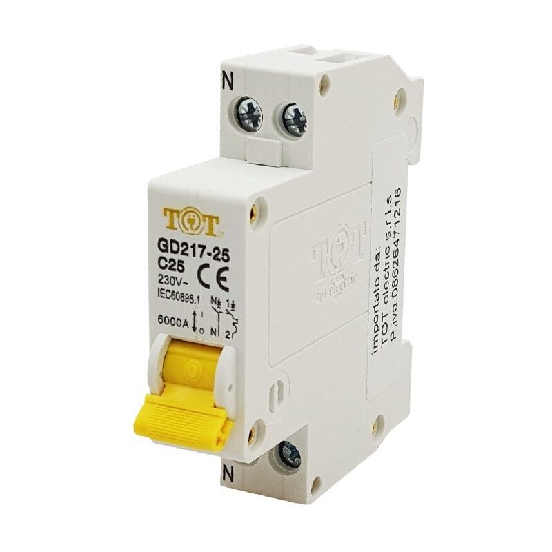 foto del prodotto tot electric interruttore automatico magnetotermico 1 din 1p n 6 ka 6 10 16 20 25 32 40a ampere 16a