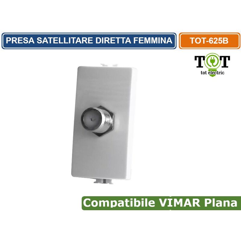foto del prodotto tot electric modulo connettore tv satellitare a vite tipo f bianco compatibile vimar serie plana