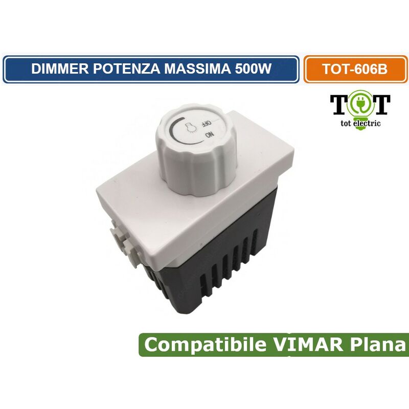 foto del prodotto tot electric modulo interruttore dimmer 1p 16a 230v bianco compatibile vimar serie plana