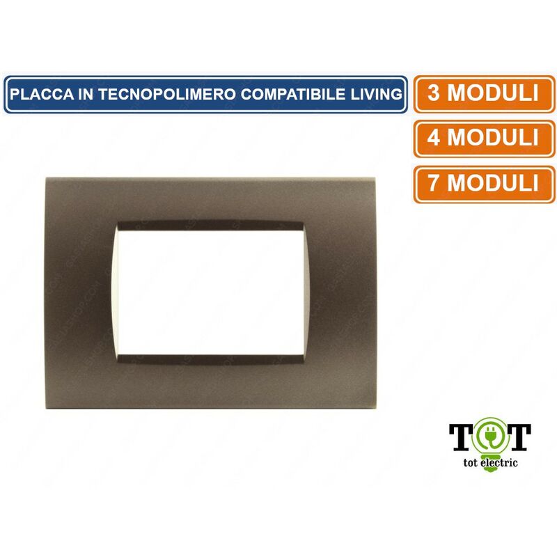 foto del prodotto tot electric placca in tecnopolimero bronzo compatibile con serie bticino living 3 4 7 moduli numero moduli 7 moduli