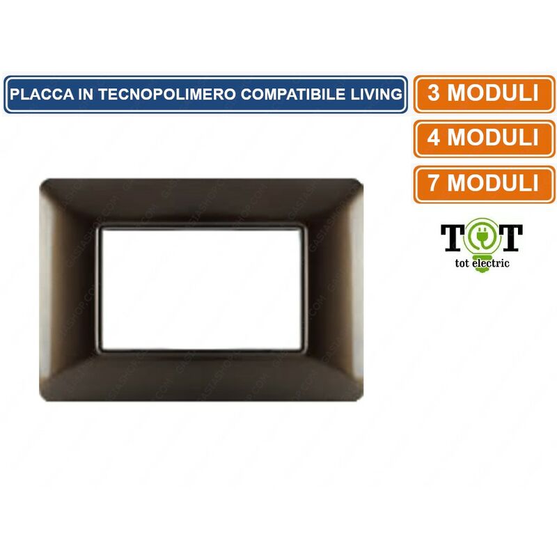 foto del prodotto tot electric placca in tecnopolimero bronzo compatibile con serie bticino matix 3 4 7 moduli numero moduli 4 moduli