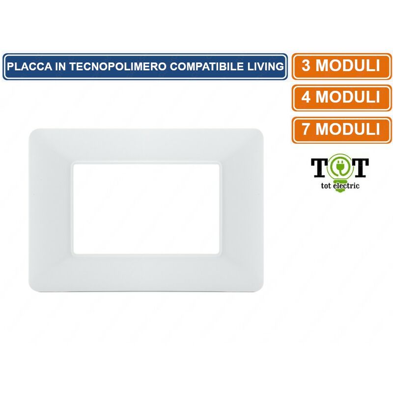 foto del prodotto tot electric placca in tecnopolimero perla compatibile con serie bticino matix 3 4 7 moduli numero moduli 7 moduli