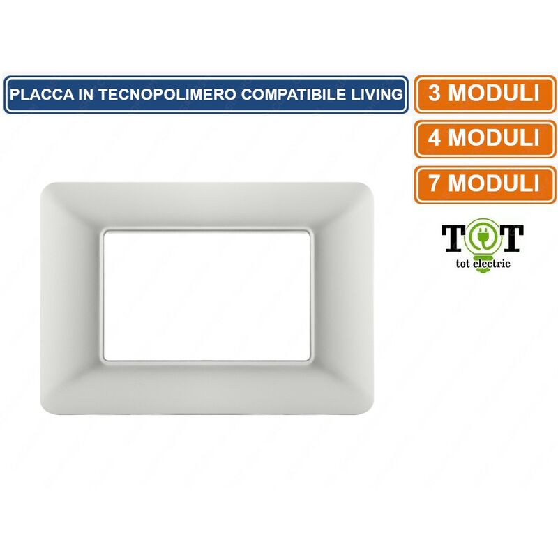 foto del prodotto tot electric placca in tecnopolimero silver compatibile con serie bticino matix 3 4 7 moduli numero moduli 4 moduli