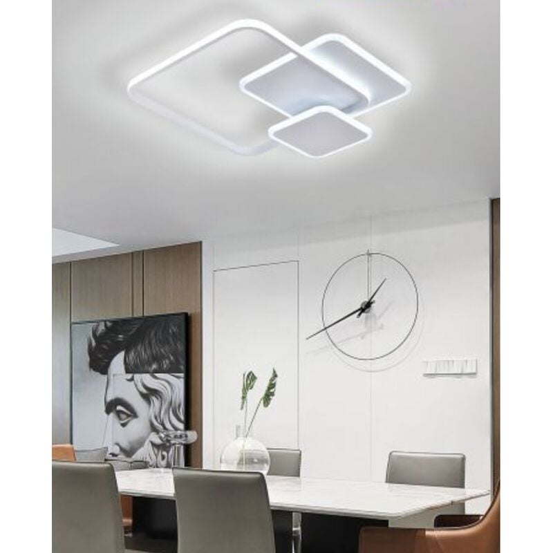 foto del prodotto tot electric plafoniera luce led quadrata 50w lampadario da soffitto bianco geometrico design moderno per camera cucina bianco freddo