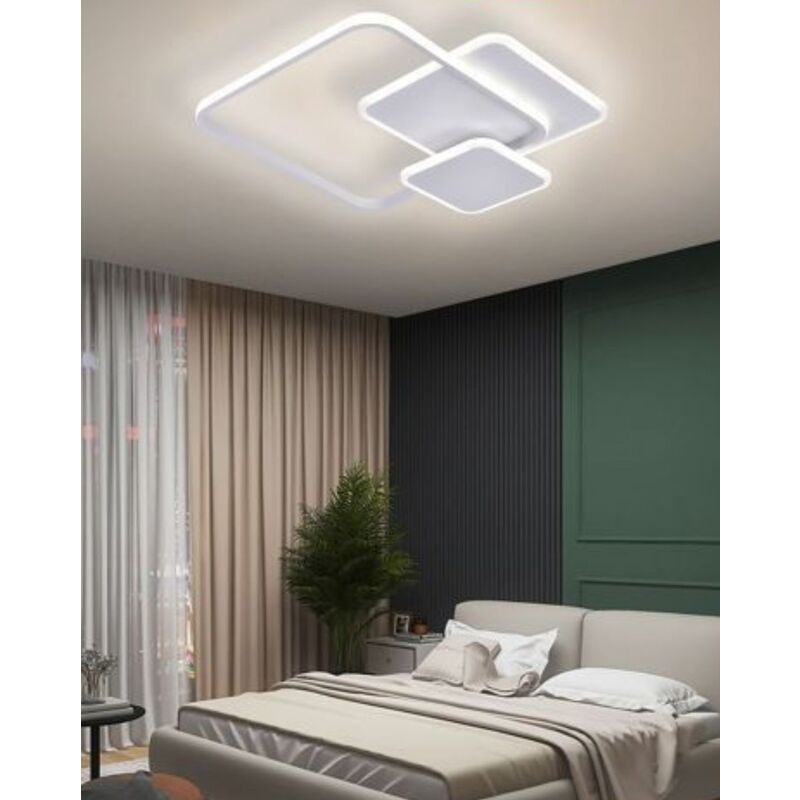 foto del prodotto tot electric plafoniera luce led quadrata 50w lampadario da soffitto bianco geometrico design moderno per camera cucina naturale