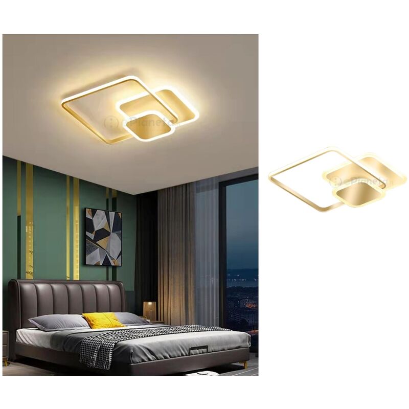 foto del prodotto tot electric plafoniera luce led quadrata 50w lampadario da soffitto oro geometrico design moderno per camera cucina naturale