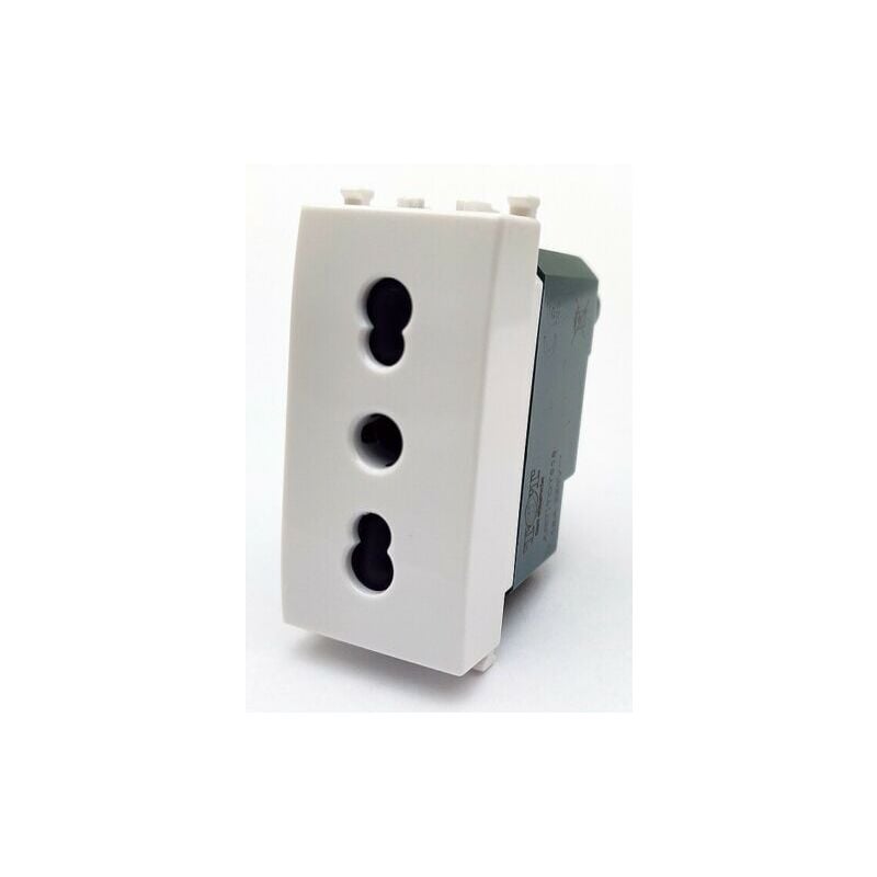 foto del prodotto tot electric tot elettric t2 618 presa bivalente bipasso 10 16a compatibile vimar plana bianca tot618b