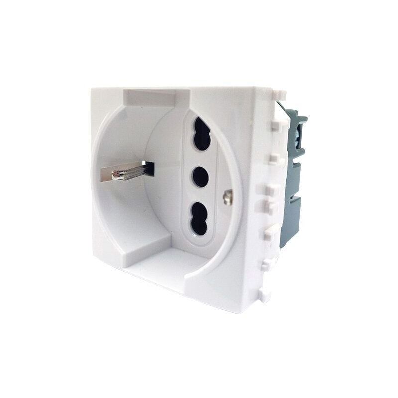 foto del prodotto tot electric - tot elettric t2 presa bivalente schuko bosch 16a 250v bianca compatibile vimar plana tot615b