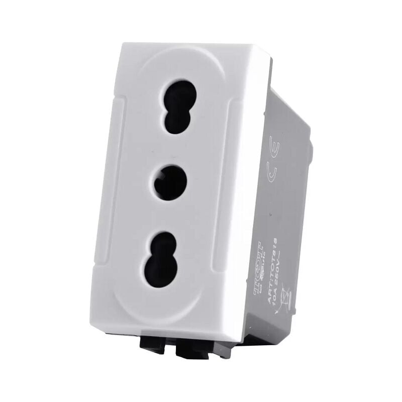 foto del prodotto tot elettric t1 818 presa bivalente 10a 250v compatibile living bianca