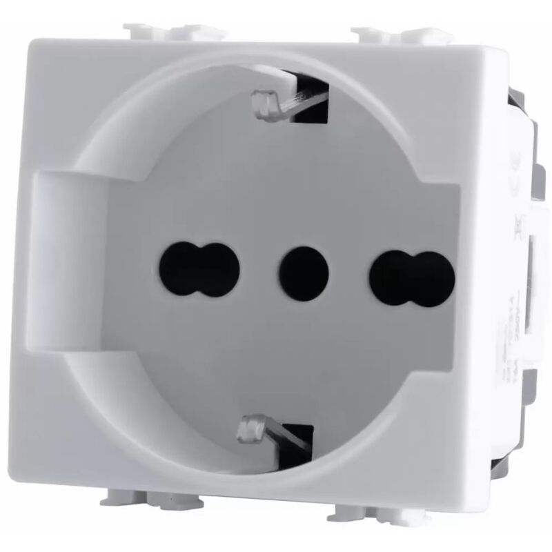 foto del prodotto tot elettric t3 presa bivalente schuko bosch 16a 250v bianca compatibile matix