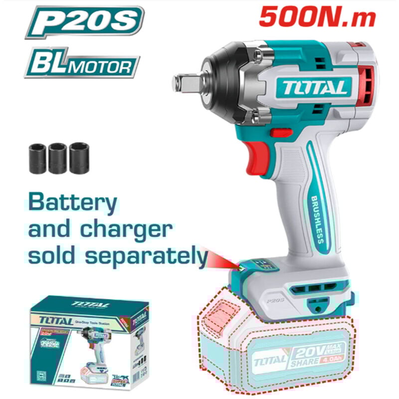 foto del prodotto total avvitatore a impulsi a batteria 20v 1 2 500nm solo corpo macchina