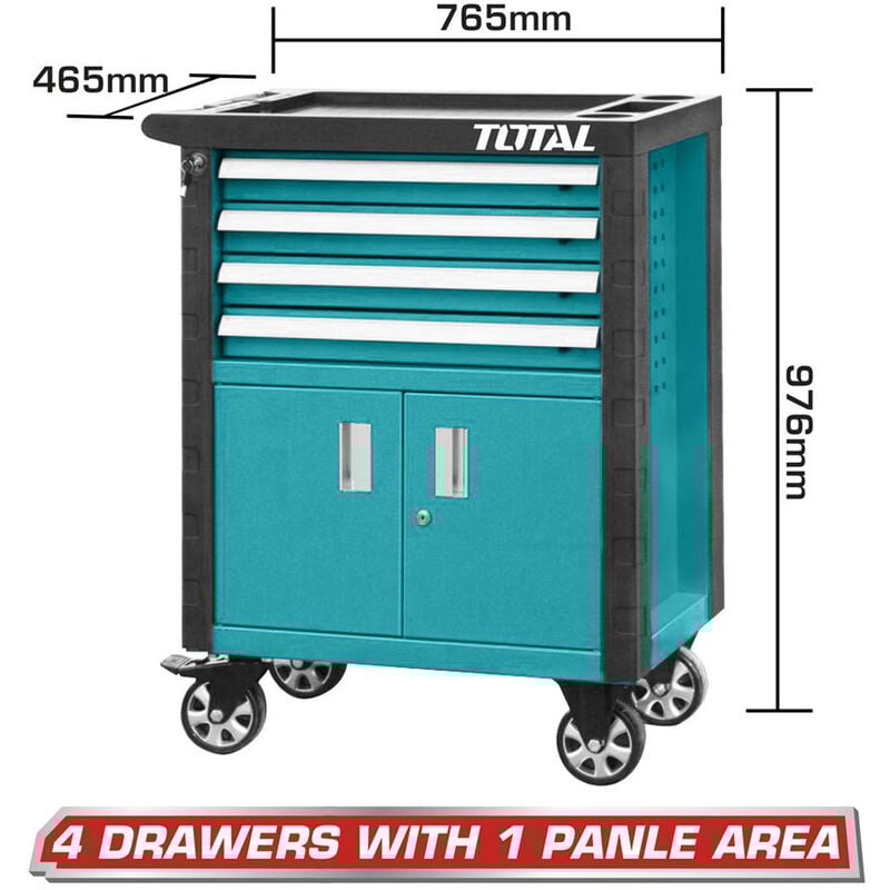 foto del prodotto total carrello portautensili porta attrezzi officina 4 cassetti utensili