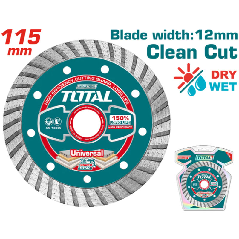 foto del prodotto total disco diamantato per taglio turbo 115 x 22,2mm dischi taglio umido secco