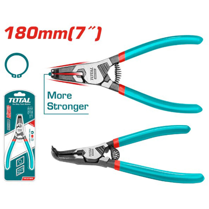 foto del prodotto total pinza seeger anelli elastici esterni becchi curvi testa piegata 180mm