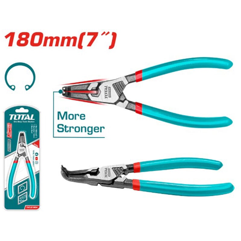foto del prodotto total pinza seeger anelli elastici interni becchi curvi testa piegata 180mm