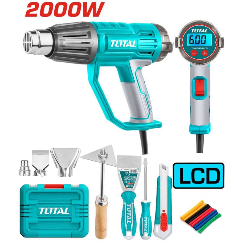 foto del prodotto total pistola termica sverniciatore ad aria calda 2000w accessori valigetta