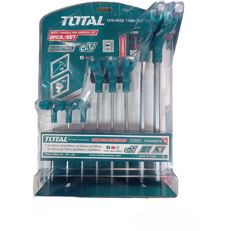 foto del prodotto total set 8pz chiavi esagonali chiave impugnatura a t 2 10mm con supporto