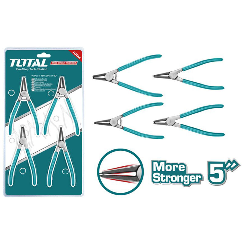 foto del prodotto total set mini pinze per anelli elastici interni esterni e o ring 180mm 4pz