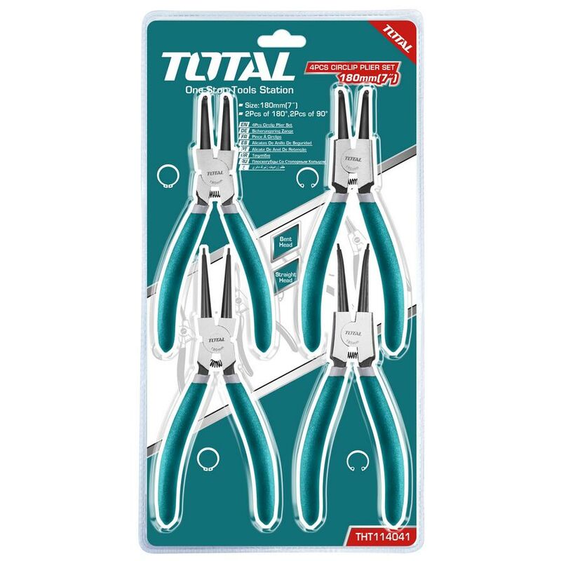 foto del prodotto total set pinze per anelli elastici interni esterni seeger 180mm 4pz