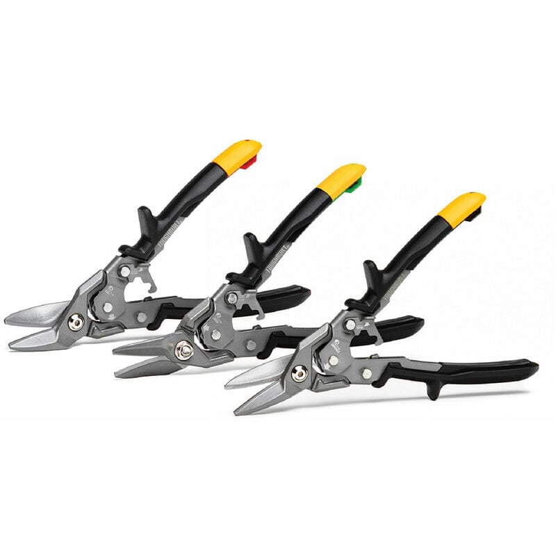 foto del prodotto toughbuilt set de 3 pz. forbici per impiallacciatura sinistra, destra e taglio dritto tb h4s3 60