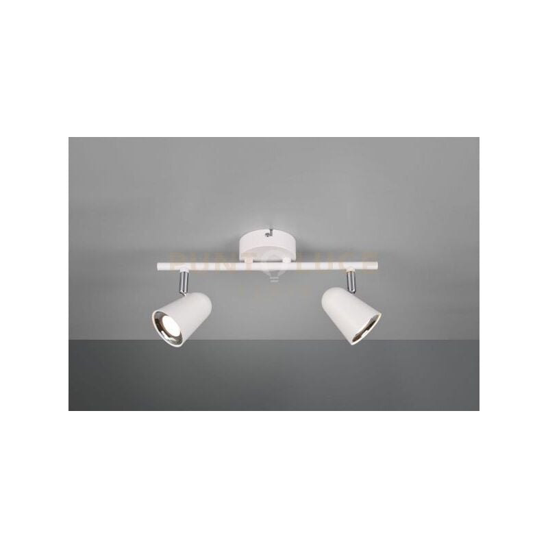foto del prodotto toulouse barra 2 spots led 7w 800lm, 3000k bianco satinato con bordo cromato l. 34cm