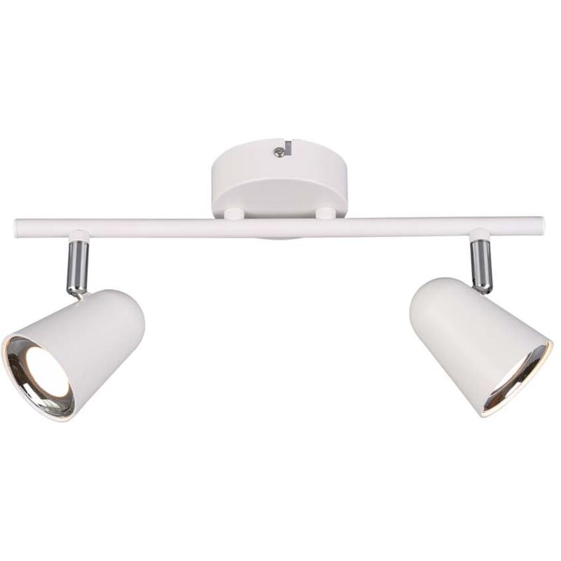 foto del prodotto toulouse barra 2 spots led bianco satinato con bordo cromato l. 34cm