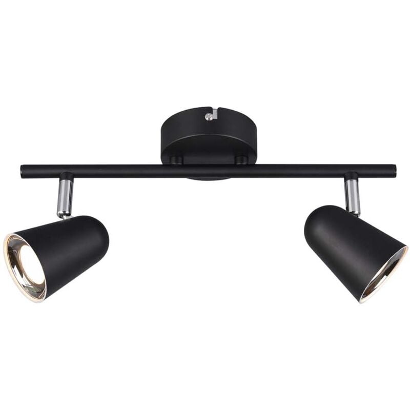 foto del prodotto toulouse barra 2 spots led nero satinato con bordo cromato l. 34cm